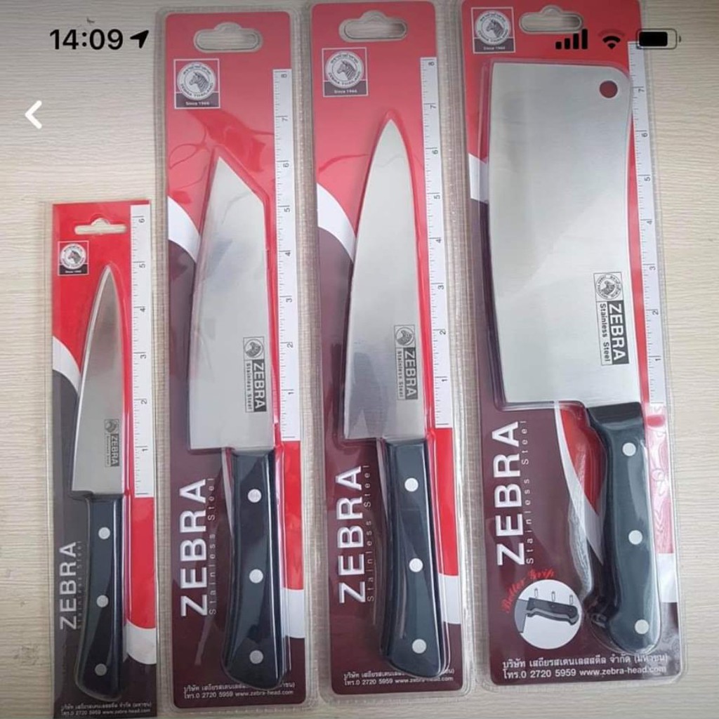 Bộ 4 dao inox 304 cao cấp Zebra Thái Lan.