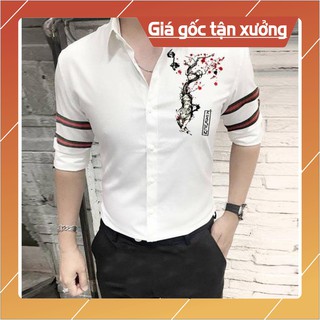 Áo Sơ Mi Nam Họa Tiết Con Ong KaTe Lụa Cao Cấp Không Nhăn ( hàng bán shop loại 1 )