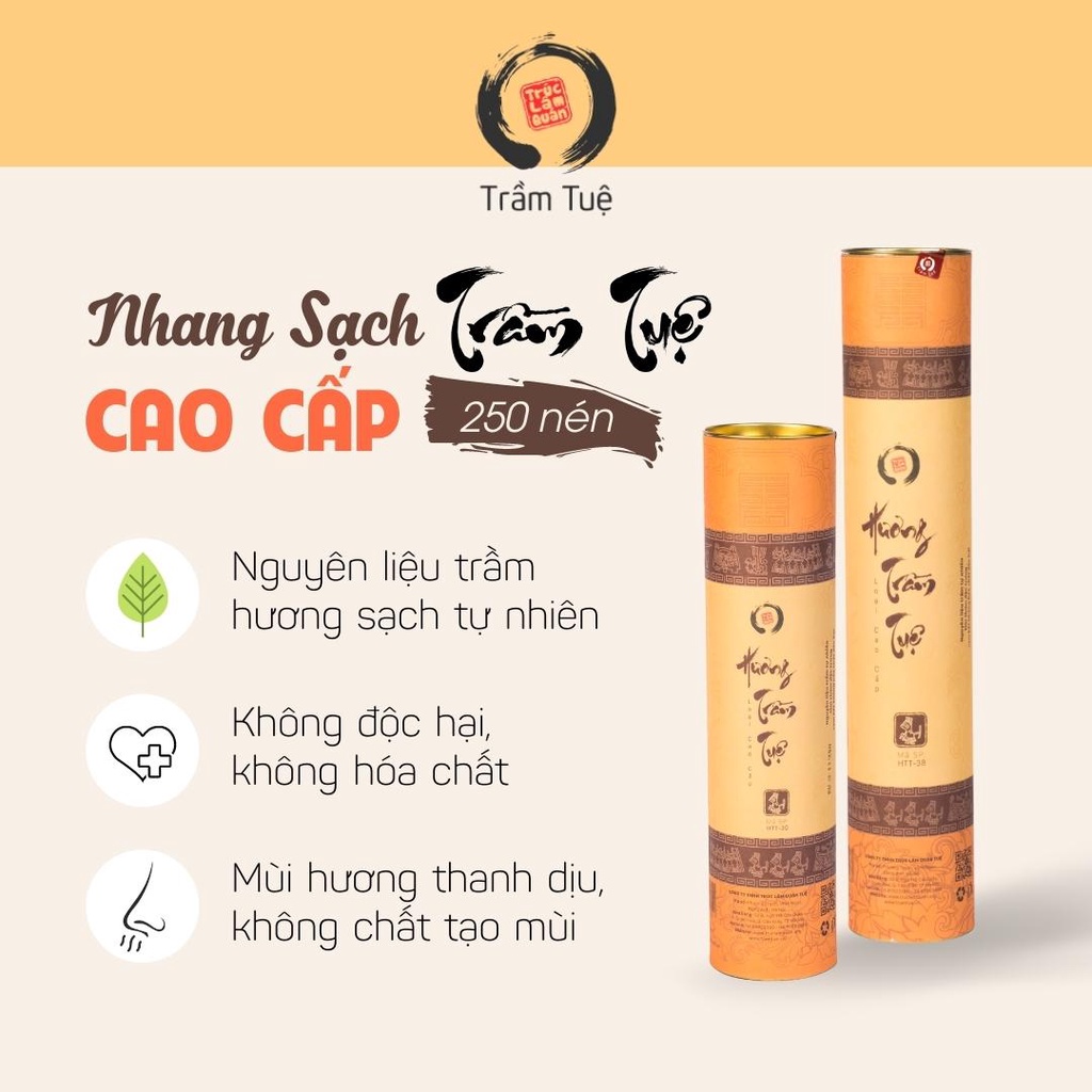 Nhang trầm hương cao cấp ⚡️ KHÔNG CUỘN TÀN ⚡️ Hương nhang cao cấp, 250 nén, thơm thanh ngọt, không cay mắt
