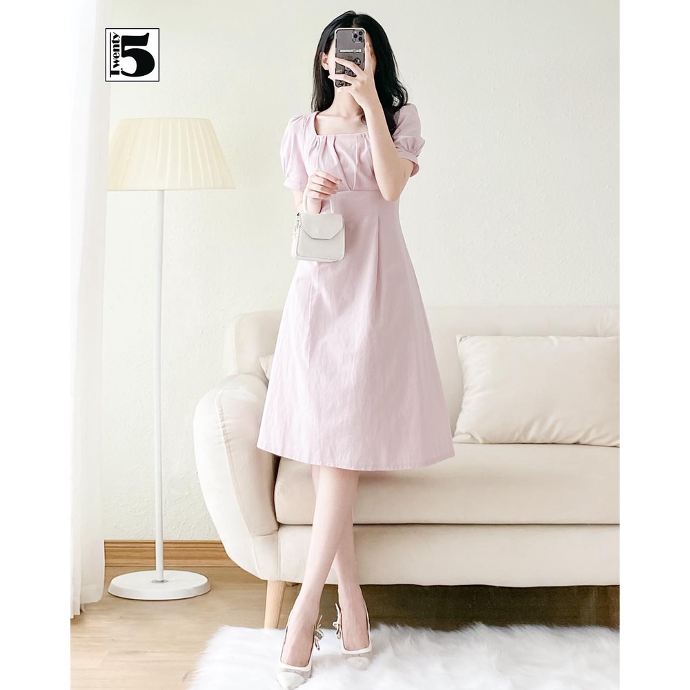 Váy đầm công sở đi tiệc dạo phố dáng xòe thanh lịch chất đũi mềm mát Twentyfive TD41