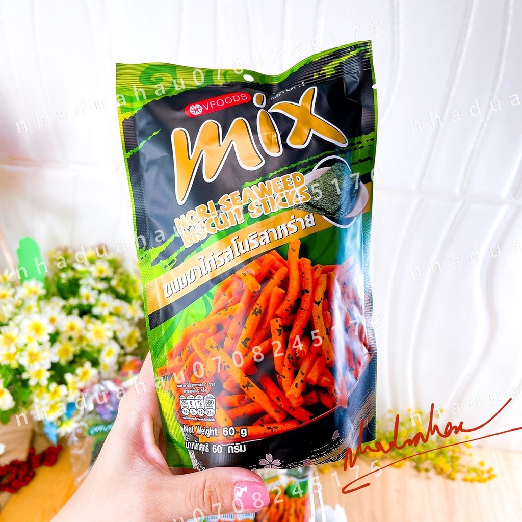 Lốc 6 gói bánh snack/ bim bim tăm que cay MIX Thái Lan gói lớn 60gam