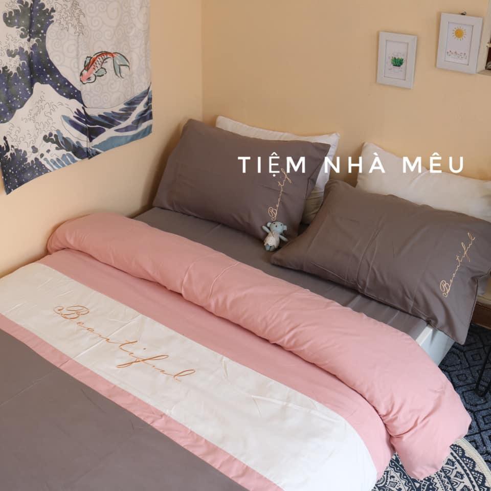 ( Ảnh Thật - Kèm Chăn Hè )Bộ Chăn Ga Gối Cottton Tici ✨ m6/m8/2m✨set 4 Món Basic Vintage Caro Cao Cấp Update Vol2