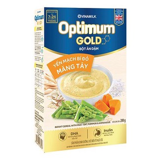 Bột ăn dặm Optimum Gold Yến mạch bí đỏ măng tây – Hộp giấy 200g