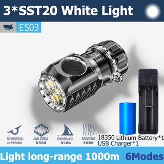 Smilingshark ES03 Đèn pin siêu sáng chống thấm nước sạc lại được cho cắm trại chạy bộ hoạt động ngoài trời chiến thuật