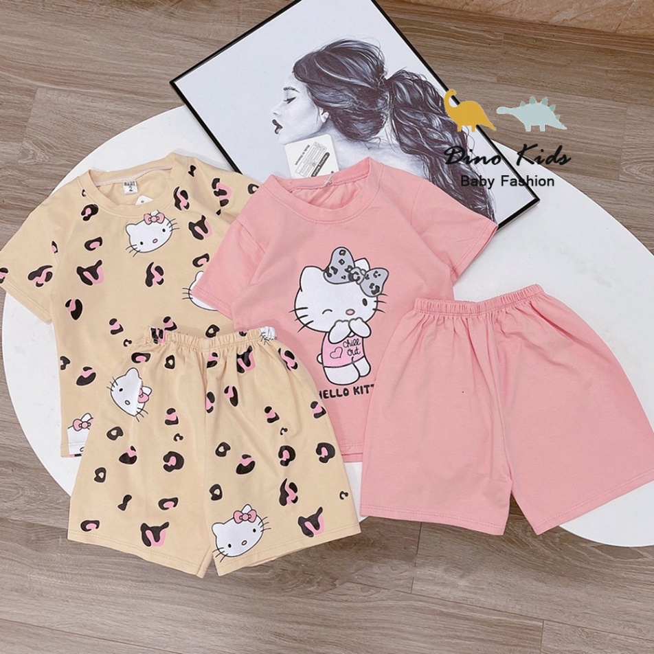 Bộ cộc tay bé gái, bộ quần áo Hello kitty chất cotton tàu cho bé SanSan Kids Shop