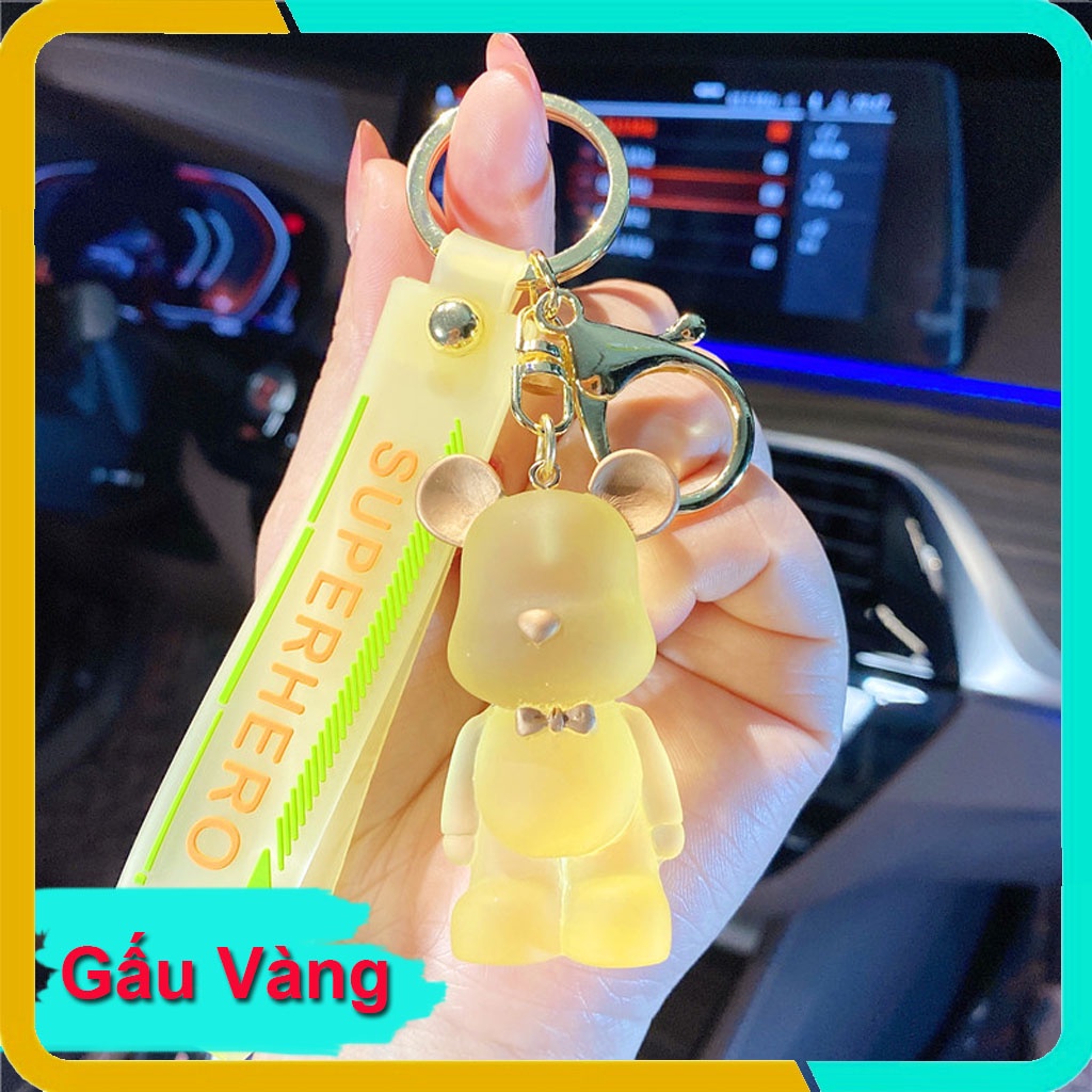 Móc Khóa Hàn Quốc Dễ Thương,Gấu Thắt Nơ Nhựa Pha Lê Trong Suốt, Móc Treo Trên Balo, Túi Xách KB04