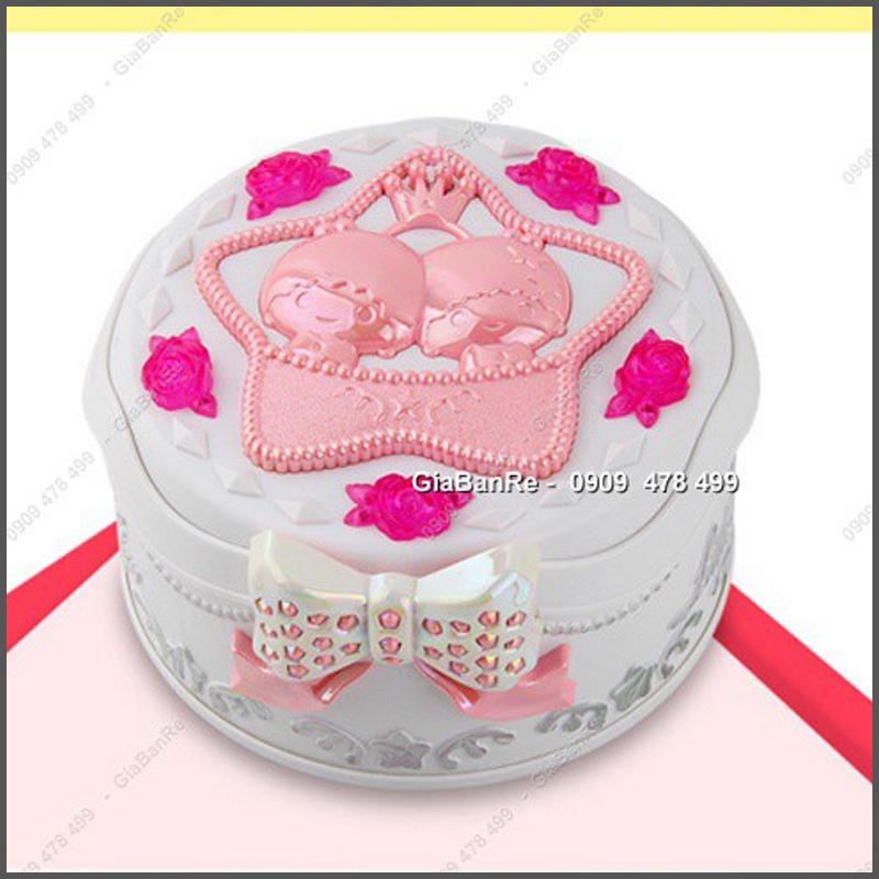 HỘP ĐỰNG TRANG SỨC BALE KÈM MUSIC BOX - TRÒN TRẮNG - 3433