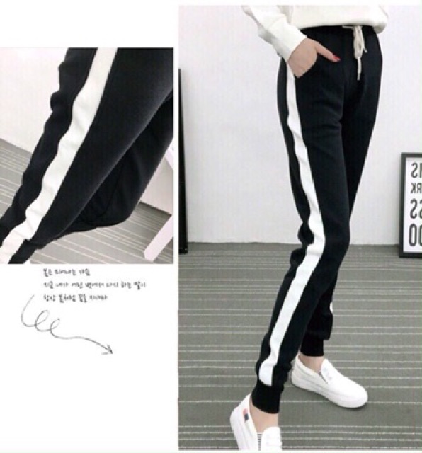 Quần joggers nữ 1 sọc có bo chân năng động M776