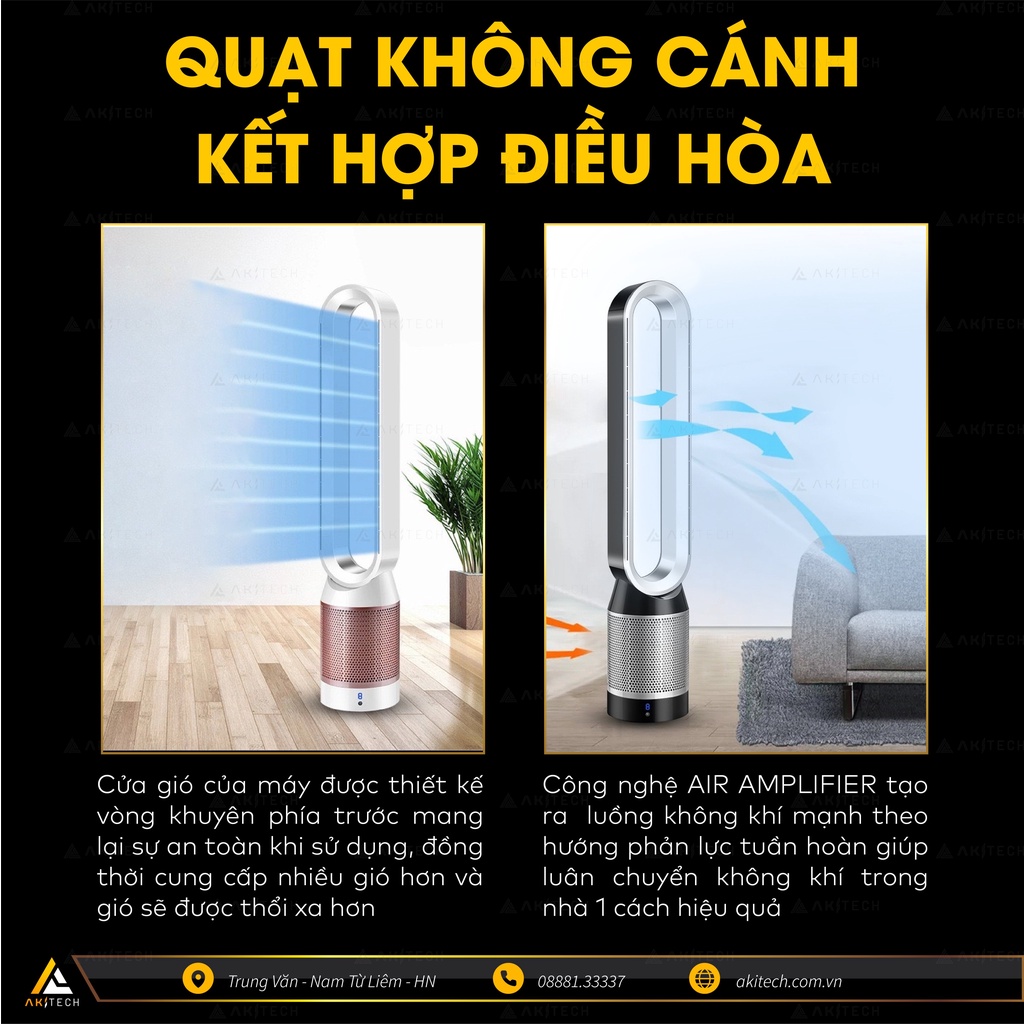 Máy lọc không khí AKI PURIFIER tạo ion âm lõi lọc HEPA khử mùi tích hợp quạt điều hòa không cánh