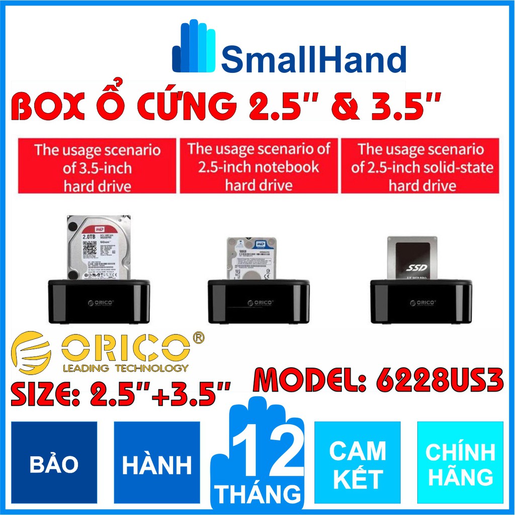 Box ổ cứng 2,5’’ &amp; 3,5’’ Orico 6228US3 Sata3 – USB3.0 – CHÍNH HÃNG – Bảo hành 12 tháng – Box HDD – Box SSD