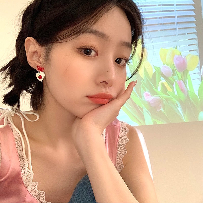 Khuyên Tai Hình Nơ/Trái Dâu/Nơ Phong Cách Nhật Hàn Mới 2022