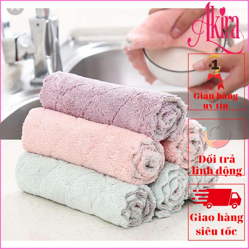 Khăn lau bếp đa năng 2 mặt siêu thấm  kháng khuẩn chống dính dầu mỡ hai mặt