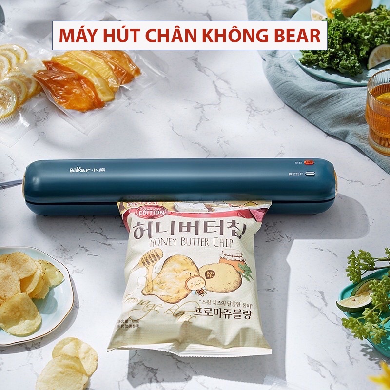 Máy hút chân không bảo quản thực phẩm BEAR FKJ-C01E1 - Máy hàn miệng túi cao cấp chống nước -BH 12M (Tặng kèm 2 túi hút)