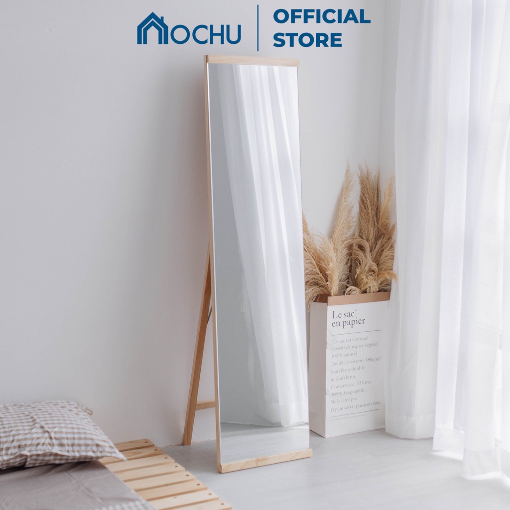 Gương đứng soi toàn thân tràn viền khung gỗ OCHU có chân di động A MIRROR Nội thất Decor phòng khách phòng ngủ