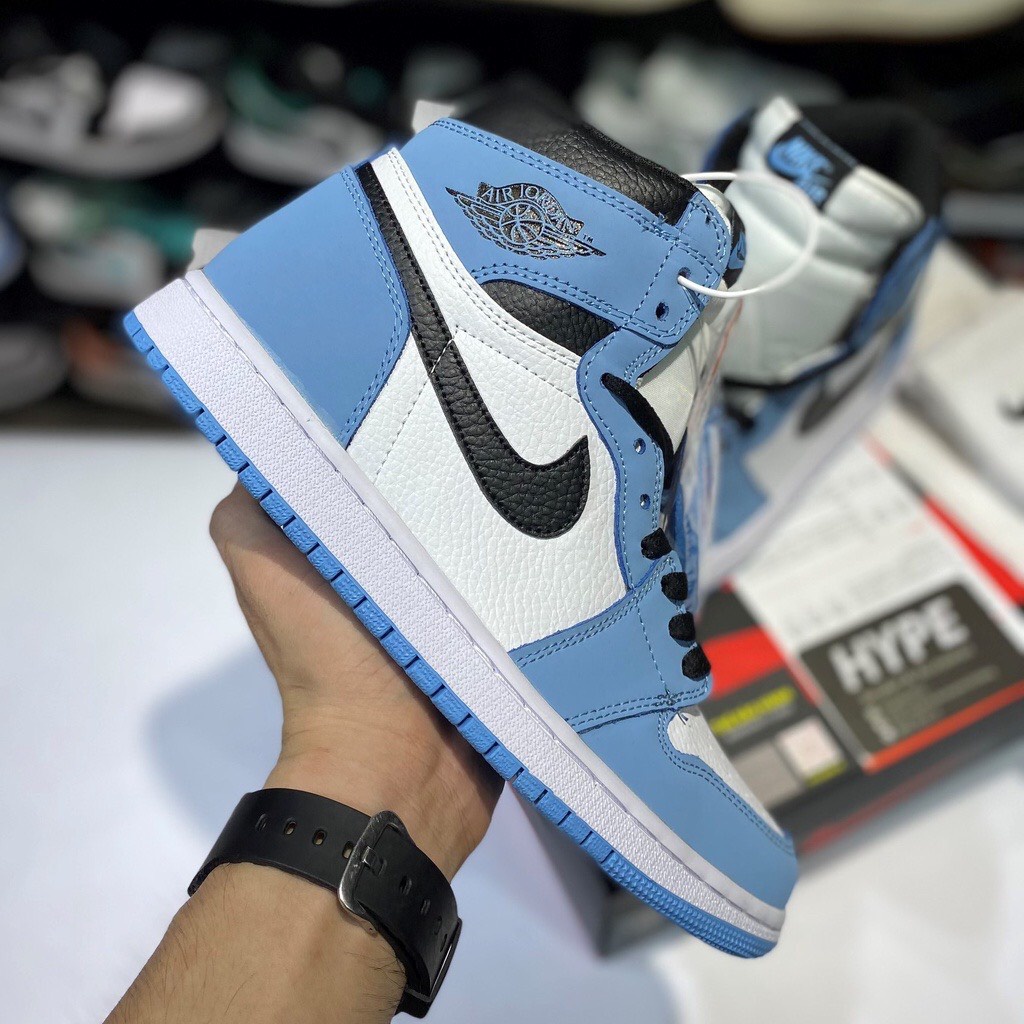 Giày thể thao Jordan 1 ✅phun box bill✅cao cổ xanh dương, Giày JD 1 university blue nam nữ siêu hot Full Box Bill