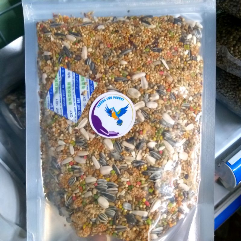 0,5kg hạt hoàn chỉnh có hạt trái cây cho chim vẹt tập ăn phù hợp lovebird, cook, parolet,..