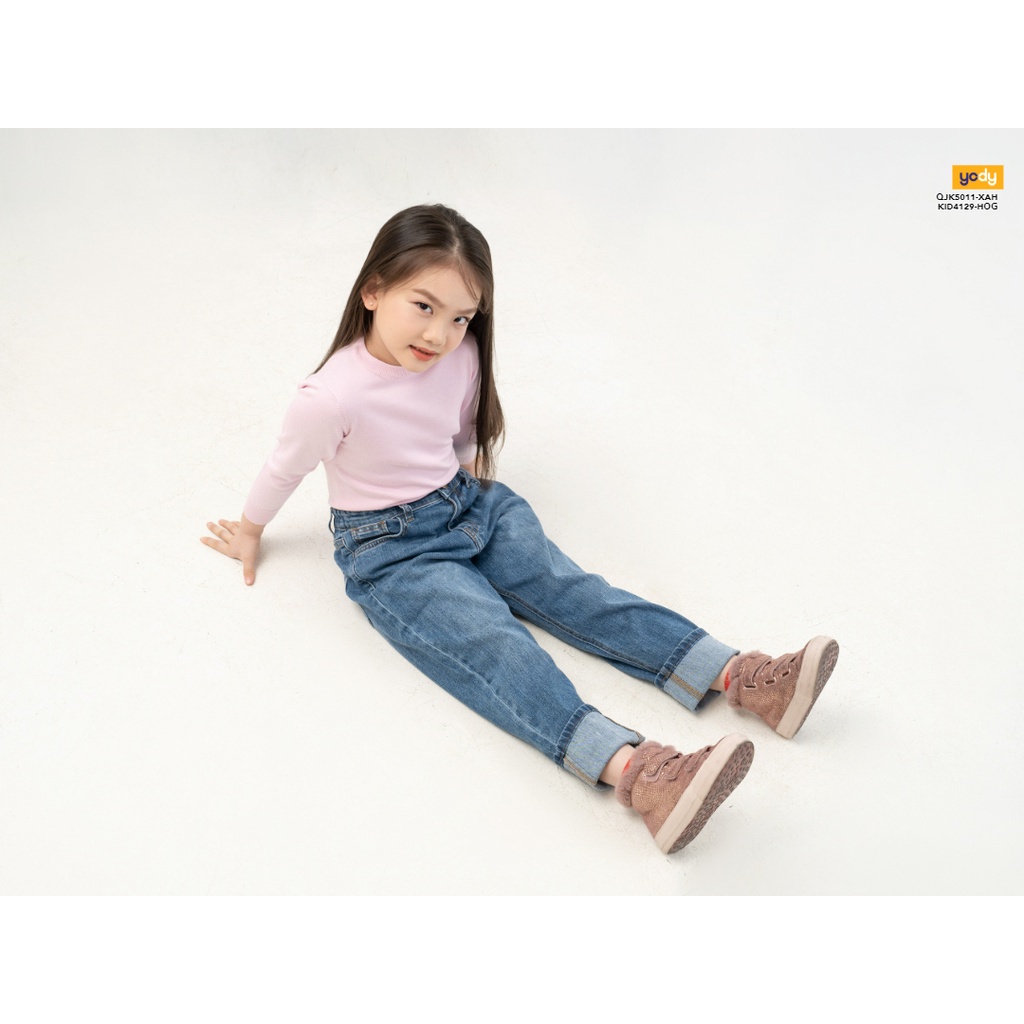 Quần jean kid YODY  thêu 3 vạch túi sau thời trang cho bé - QJK5011