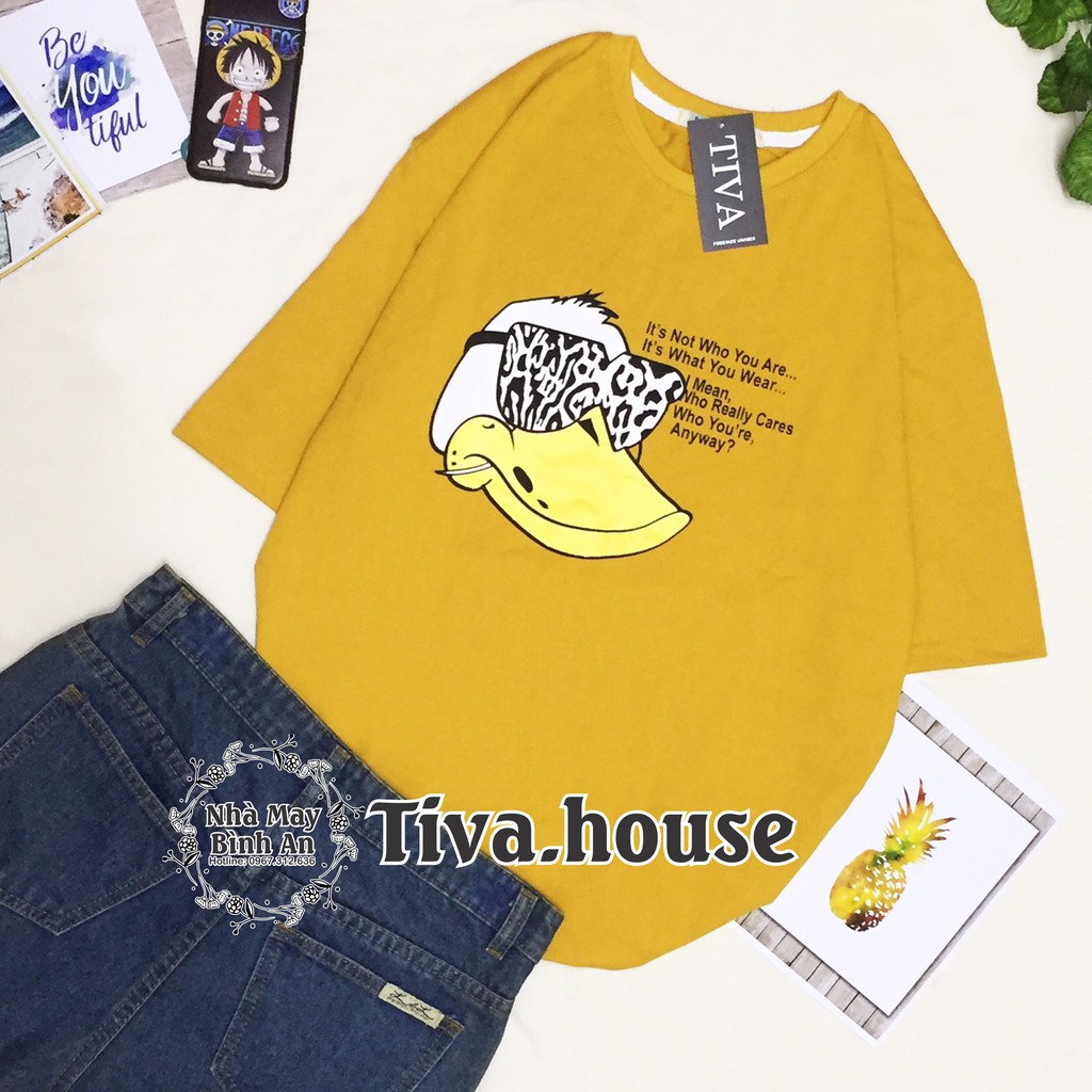 Áo thun tay lỡ form rộng unisex mặc áo phông đôi hình vịt đeo kính