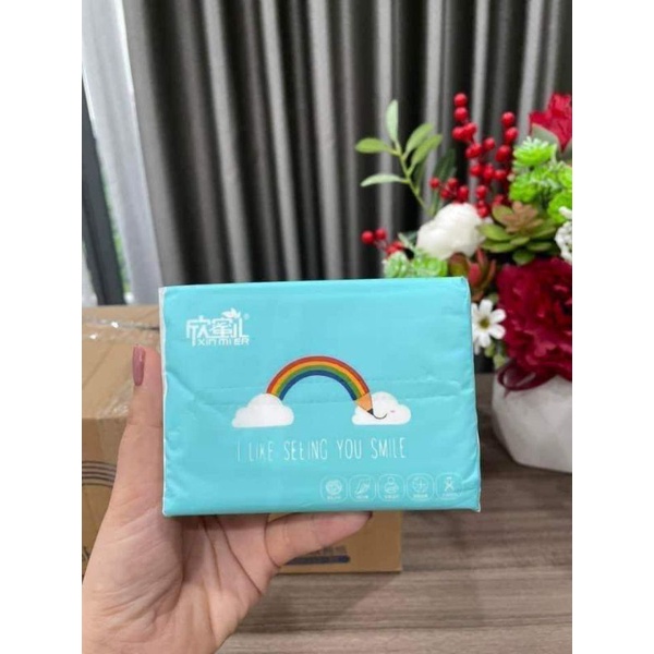 Thùng 30 gói giấy ăn cầu vồng Xinmier chính hãng loại 1 300 tờ 3 lớp [Chính hãng Xinmier]