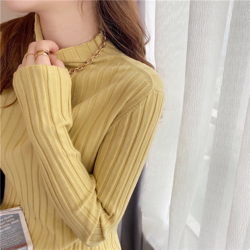 Áo dệt kim cổ lọ thời trang thu đông trẻ trung cho nữ