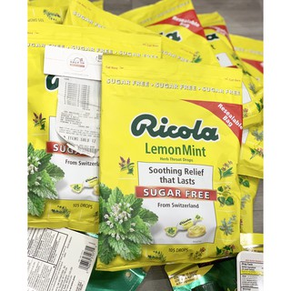 Kẹo ngậm chanh thảo mộc không đường ricola túi 105 viên