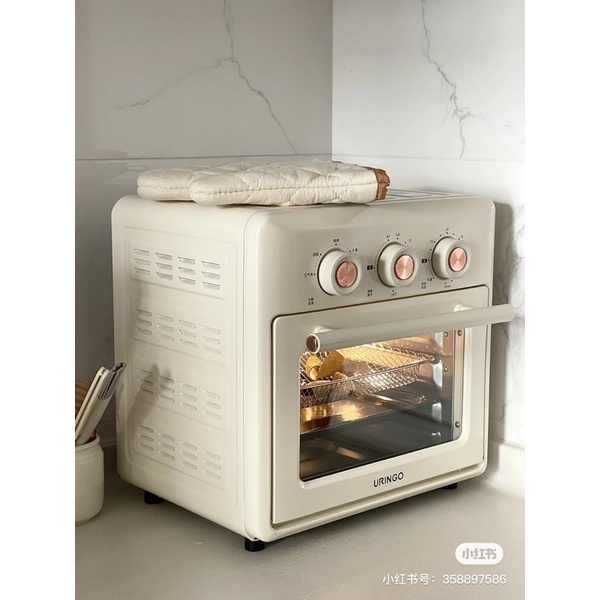 Nồi Chiên Không Dầu Kèm Lò Nướng Đối Lưu Đa Năng URINGO 15L Có Bảo Hành - Cáo Đeo Nơ