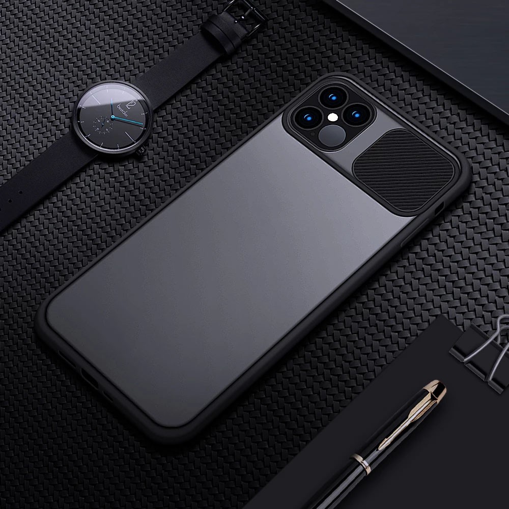 Ốp Điện Thoại Trong Suốt Có Nắp Trượt Bảo Vệ Ống Kính Máy Ảnh Cho iPhone 6 6s 7 8 Plus SE 2020