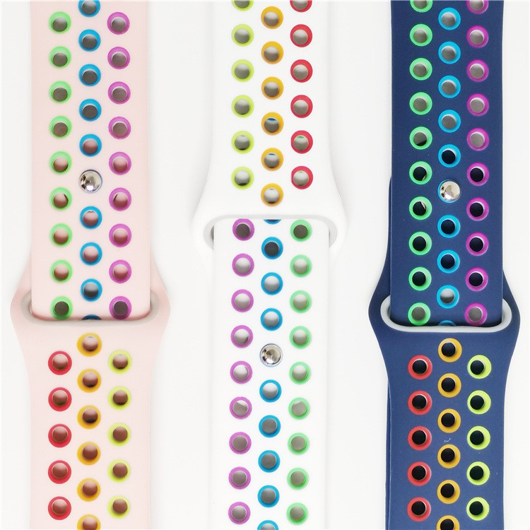 Dây đeo Apple Watch Nike Sport Rainbow cao cấp ôm tay, sang trọng cho Series 7/6/5/4/3/2/1