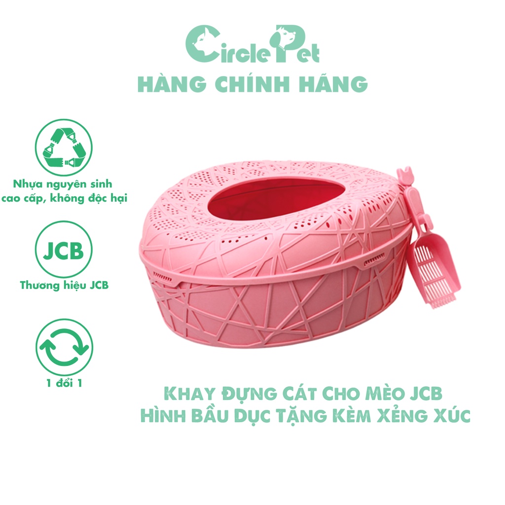 Khay Đựng Cát Cho Mèo JCB Nhựa Cao Cấp Hình Bầu Dục Tặng Kèm Xẻng Xúc - Circle Pet