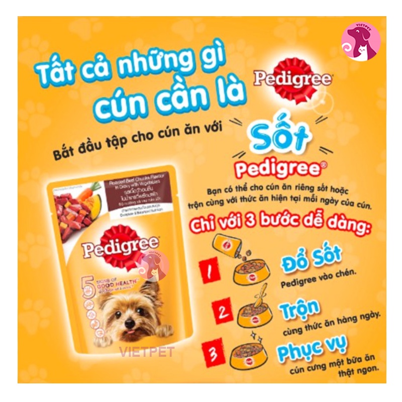 COMBO 3 Gói 130g Pate Cho Cún PEDIGREE (Dạng sốt nhuyễn - 390g - Mix vị)