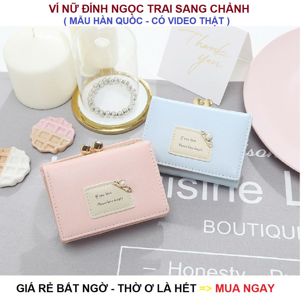 Ví Nữ Mini Cầm Tay Đẹp Hàng Hiệu Loại Mẫu Ngắn, Bóp Ví Da PU Cao Cấp Thiết Kế Dễ Thương Xinh Xắn Thời Trang Hàn Quốc