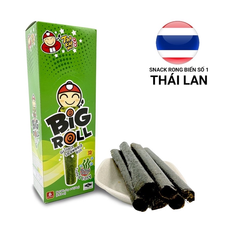 [Snack Rong Biển Số 1 Thái Lan] Hộp 6 gói rong biển ăn liền TaoKaeNoi BIG ROLL (3,6g/gói)