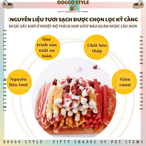 Thức Ăn Treat Bánh Thưởng Cho Chó Mèo Phi Lê Gà Sấy Cung Cấp Protein Canxi Chống Hôi Miệng Sạch Răngdoggostyle