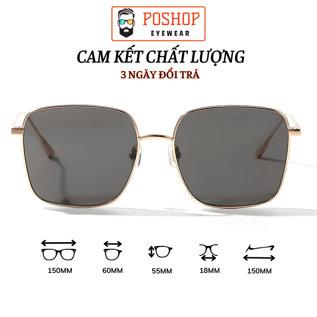 Mắt kính mát nữ POSHOP kính râm chống tia cực tím UV400 thiết kế mắt vuông dễ đeo màu sắc thời trang D8051