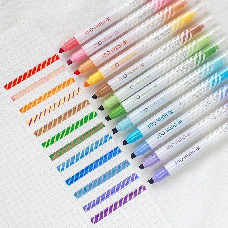 Set 12 bút dạ quang/ highlight đổi màu - Dear Shubin
