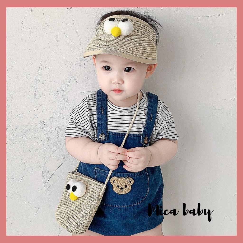 Túi cói thời trang đeo chéo họa tiết mắt chim dễ thương cho bé TC08 Mica Baby