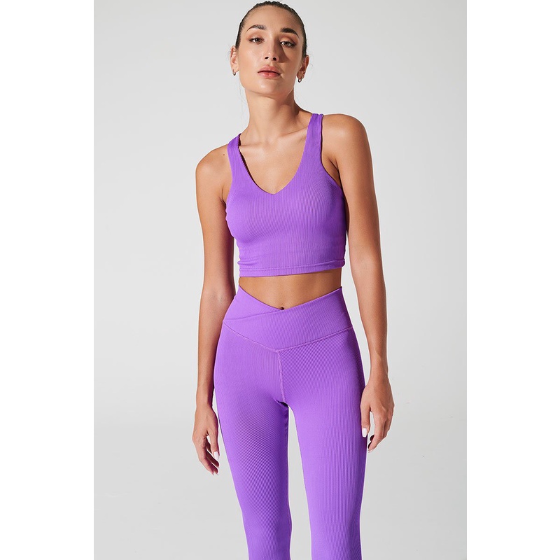 OLABEN Quần legging lưng V Bondi Ribbed Legging Deep Lilac