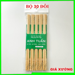 Bộ 30 đôi đũa KHẢM đũa gỗ ăn cơm cao cấp đũa gỗ LÁT HOA đũa đẹp tự nhiên không cong