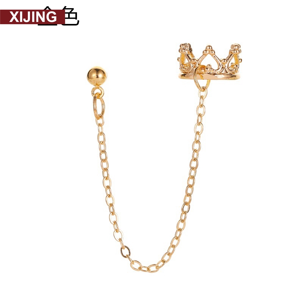 【COD】Khuyên Tai Màu Vàng/Bạc Hình Vương Miện Thời Trang Hàn Quốc