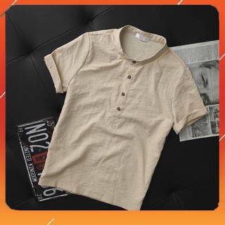 Áo đũi nam cổ tàu , áo cộc tay nam Linen 406