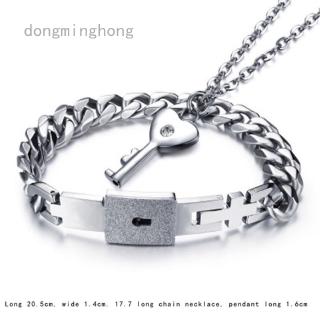Vòng cổ/Vòng Tay Mặt Ổ Khóa Trái Tim Bằng Thép Titan Cho Cặp Đôi