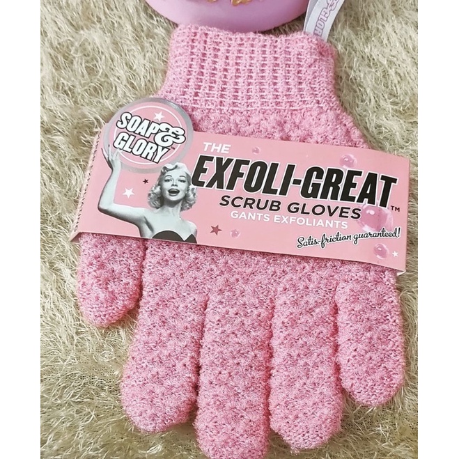 Găng tay tẩy tế bào chết THE EXFOLI-GREAT SCRUB GLOVES Soap and Glory mua tại Anh Thương hiệu UK - sản xuất tại đài loan