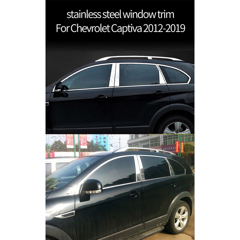 Set 8 Ốp Viền Cửa Sổ Xe Hơi Chevrolet Chevy Captiva 2008-2018 Bằng Thép Không Gỉ