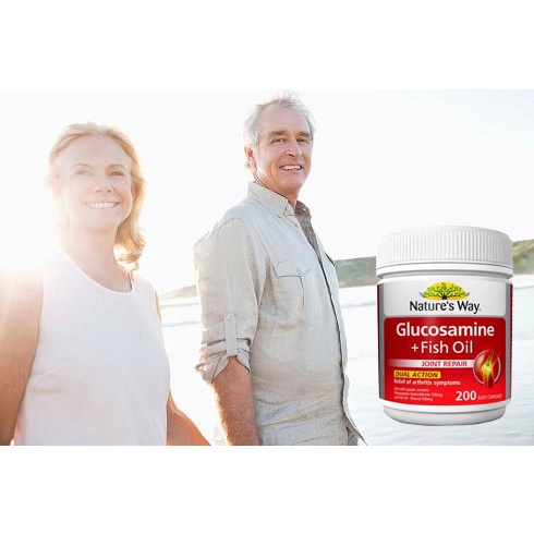 Viên uống bổ xương khớp kết hợp dầu cá Nature's way glucosamine + fish oil 200 viên của Úc