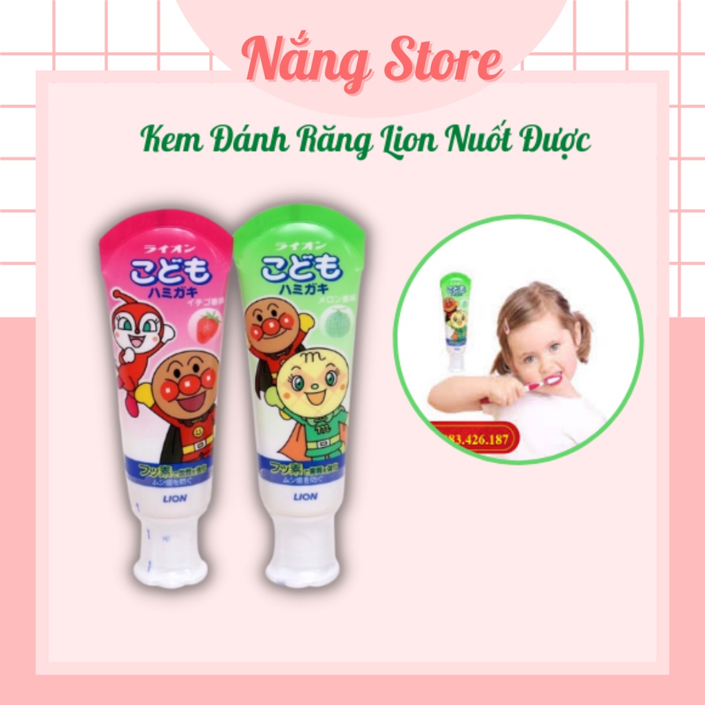 [MÃ SRAPR3495 giảm 50% đơn 0đ] Kem đánh răng nuốt được Lion Nắng Store an toàn cho bé khi sử dụng