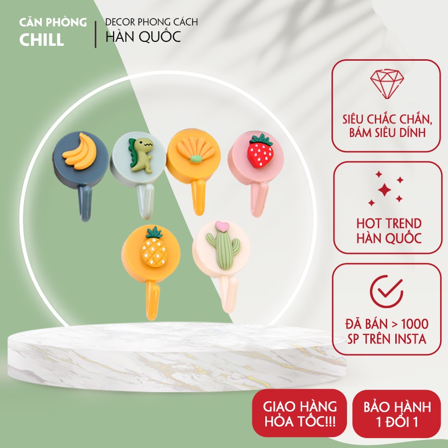 Móc dán tường treo đồ dễ thương phong cách Hàn Quốc - Căn Phòng Chill ( Tặng Miếng Dán Tường )