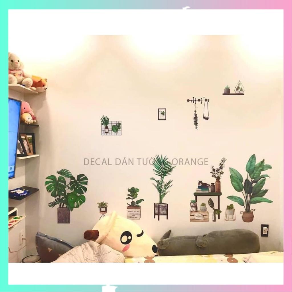 Decal dán tường, Giấy dán tường trang trí phòng ngủ, phòng khách hình cây lá xanh | BigBuy360 - bigbuy360.vn