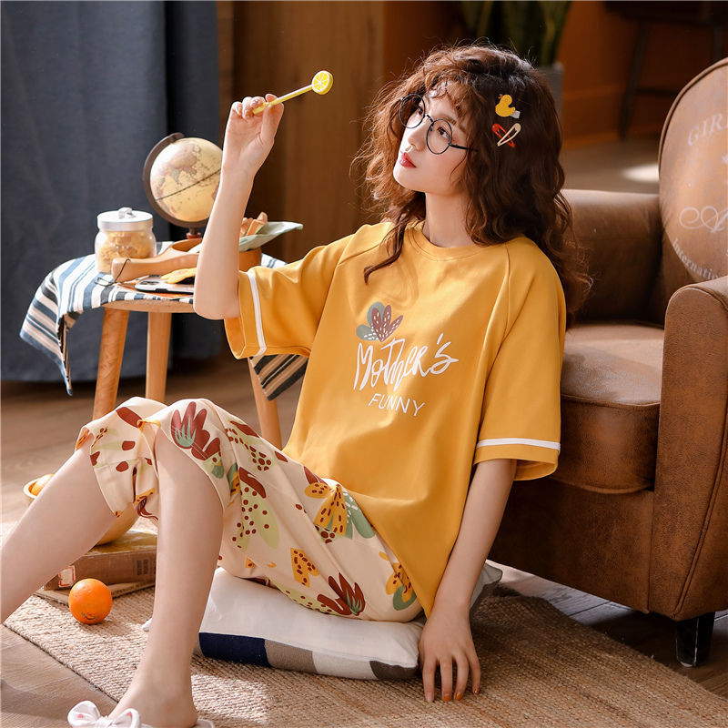 Bộ Đồ Ngủ Ngắn Tay Thời Trang Mùa Hè Cho Nữ