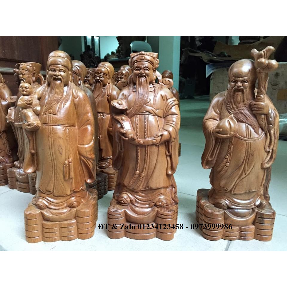 Tượng Tam Đa - Phúc Lộc Thọ Gỗ Bách Xanh mùi thơm dịu