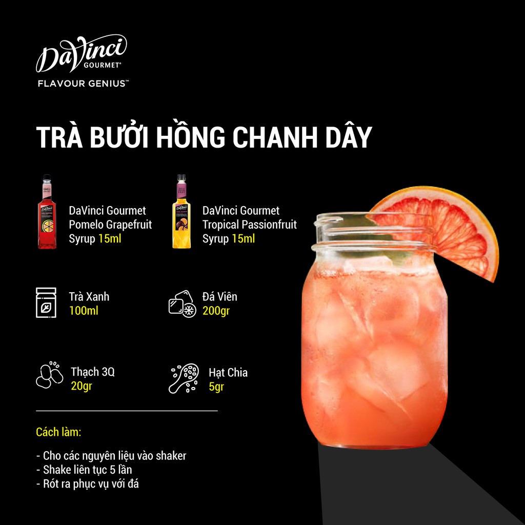 Siro Hương Bưởi hồng / Pomelo Grapefruit Syrup - DaVinci Gourmet